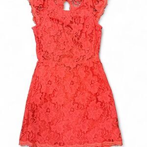 Signature 8 Women's Boho Orange Lace Backless Mini Dress Size Medium